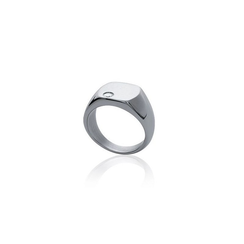Bague chevalière en acier inoxydable et pierre de zircon - Gimy