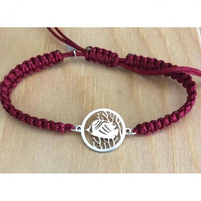 Bracelet Poisson Chirurgien en argent + Cordon tressé au choix - CabaneTchanque