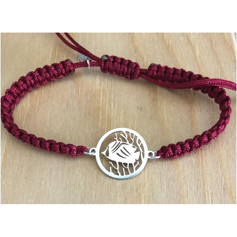 Bracelet Poisson Chirurgien en argent + Cordon tressé au choix - CabaneTchanque