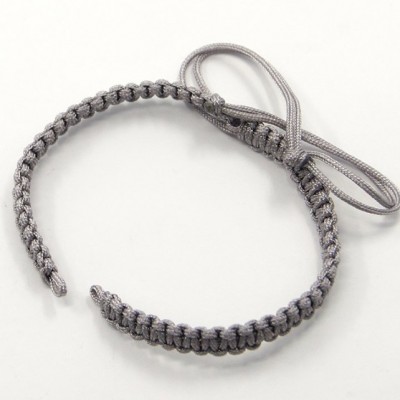 Bracelet Requin en argent + Cordon tressé couleur gris