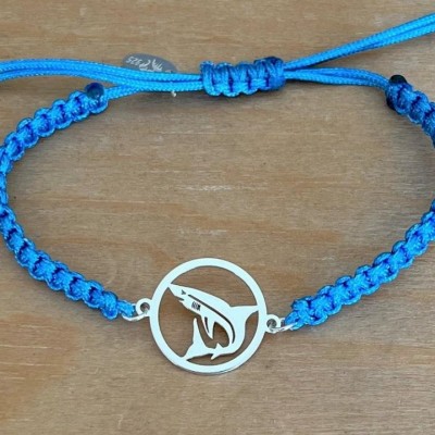 Bracelet Requin en argent + Cordon tressé au choix - CabaneTchanque