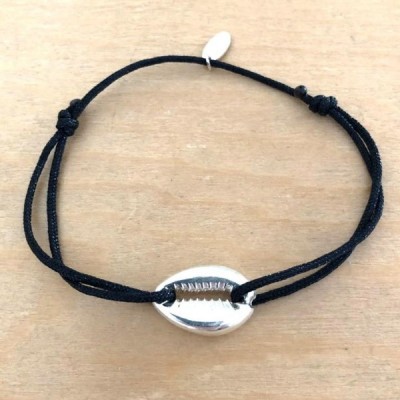 Bracelet Coquillage Cauri en argent + Couleur au choix - CabaneTchanque