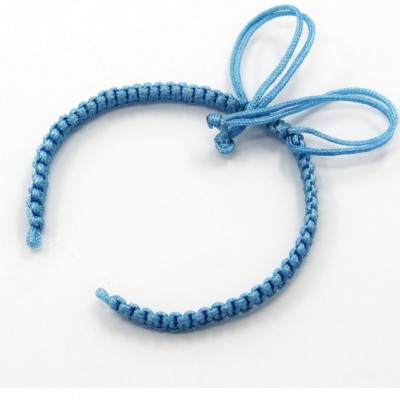 Bracelet Coccinelleen argent + Cordon tressé couleur bleu clair