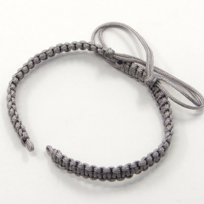 Bracelet coccinelle en argent + Cordon tressé couleur gris