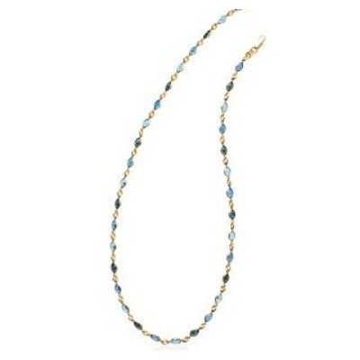 Collier femme, plaqué or & Swarovski bleu panaché - Lyn&Or Bijoux