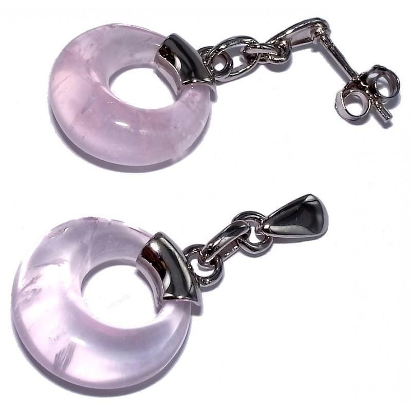 boucle d'oreille quartz rose et argent pendantes pour femme boucle d'oreille quartz rose et argent pendantes pour femme