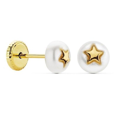Boucles d'oreilles en perles et or 18 carats pour fille - Etoile