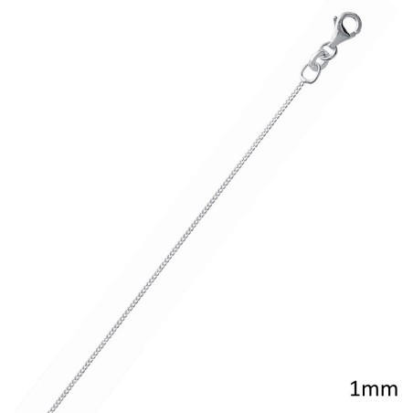 Chaîne argent massif 925, femme, bébé et enfant maille gourmette 1 mm
