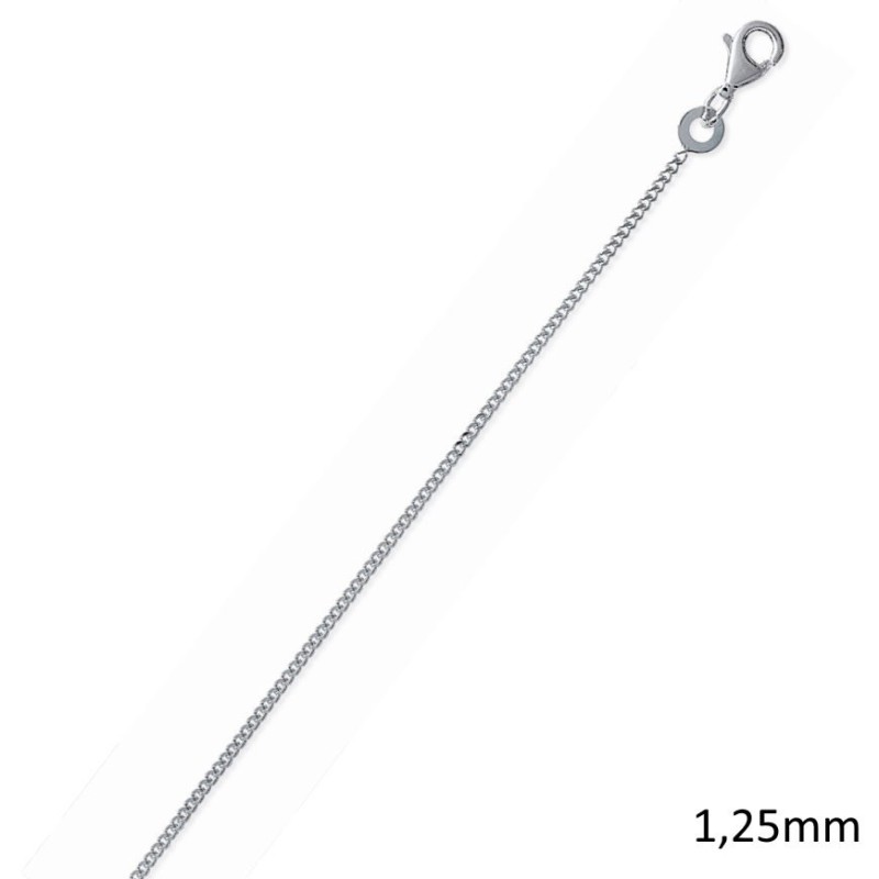Chaîne argent massif 925, femme et enfant maille gourmette 1,25 mm