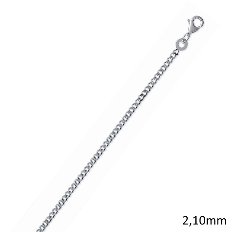 Chaîne argent massif 925, femme /homme maille gourmette 2,1 mm