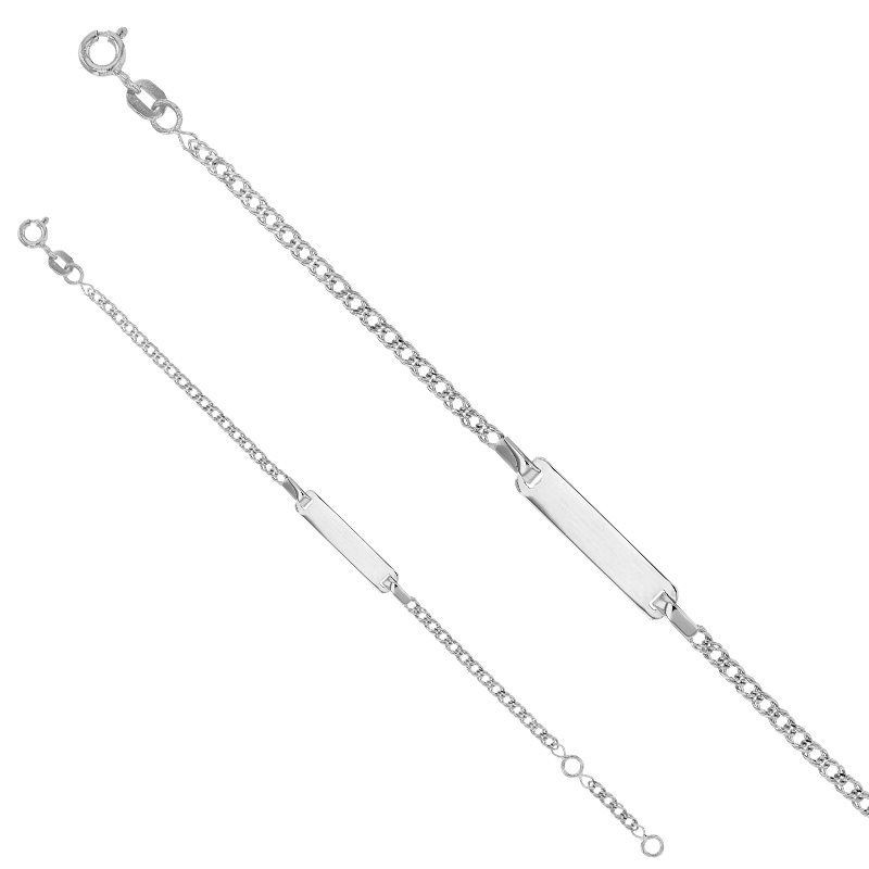 Gourmette prénom or blanc pour bébé, maille Marine