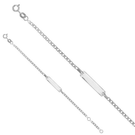 Gourmette prénom or blanc pour bébé, maille Marine