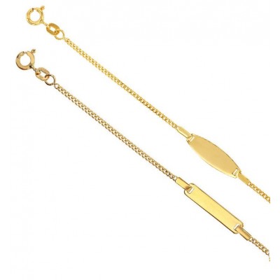 Gourmette bébé, prénom à graver, or jaune 18 carats - Lumière