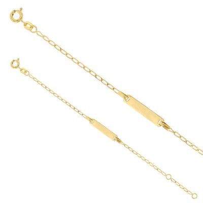Bracelet identité or jaune 18k pour enfant, maille Cheval