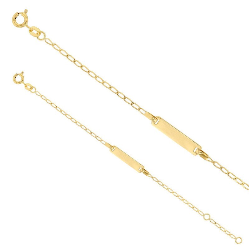 Bracelet identité or jaune 18k pour enfant, maille Cheval