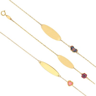 Gourmette prénom originale pour fille, or massif - 3 modèles colorés