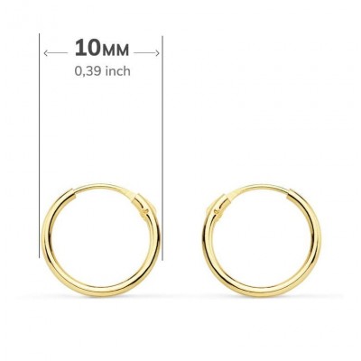 petits anneaux créoles femme en or, piercing 10 mm