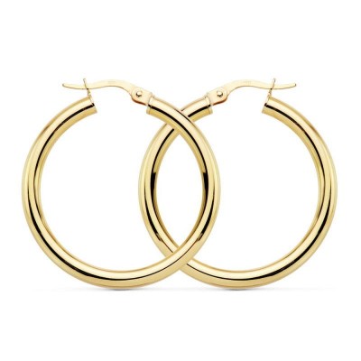 Créoles or 18k pour femme, fil épais 3 mm, diamètre 3cm