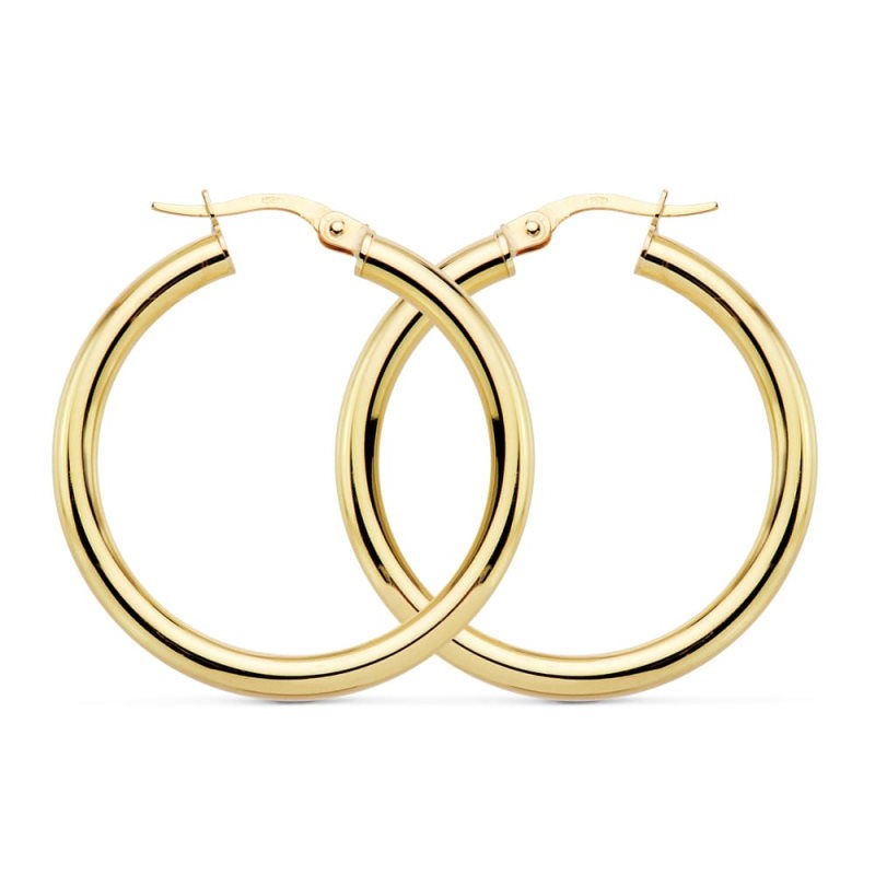 Créoles or 18k pour femme, fil épais 3 mm, diamètre 3cm