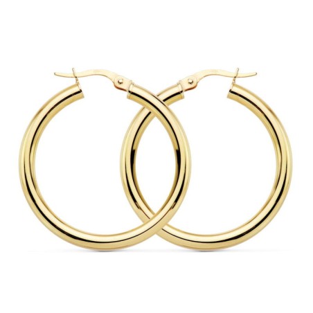 Créoles or 18k pour femme, fil épais 3 mm, diamètre 3cm