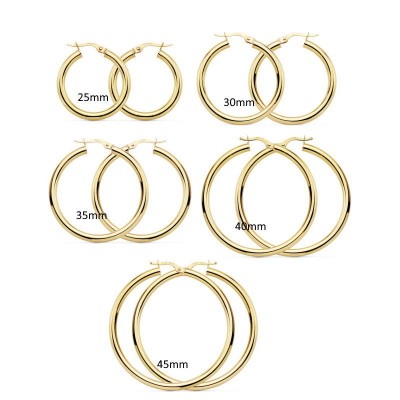 Créoles or 18k pour femme, fil épais 3 mm, 5 diamètres au choix