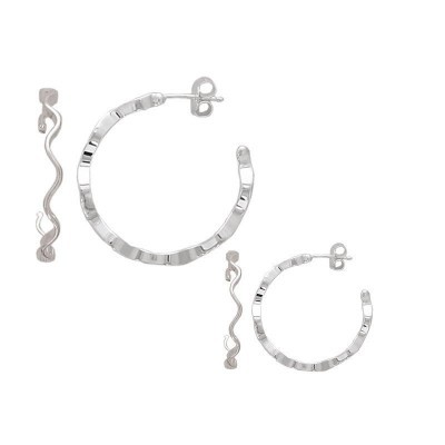 Créoles originales, argent 925, fil ondulé - Riviera