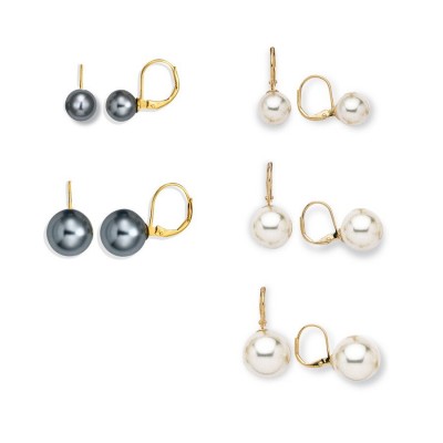 Boucles d'oreilles dormeuses en perles blanches ou grises - Julia