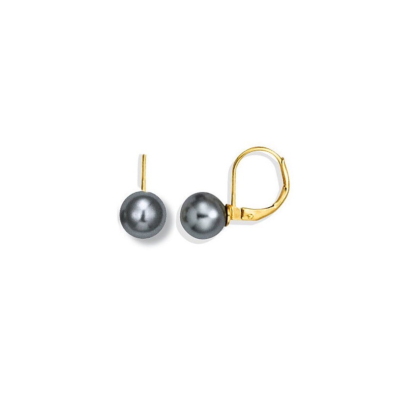 Boucles d'oreilles dormeuses en perles grises 8 mm - Julia