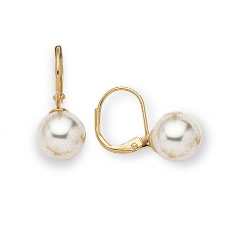 Boucles d'oreilles dormeuses en perles blanches 10 mm - Julia