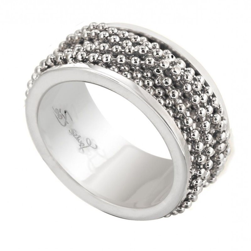Bague femme originale, argentée et perles argent, création Zoé Bijoux - Eva