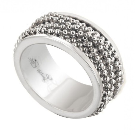 Bague femme originale, argentée et perles argent, création Zoé Bijoux - Eva