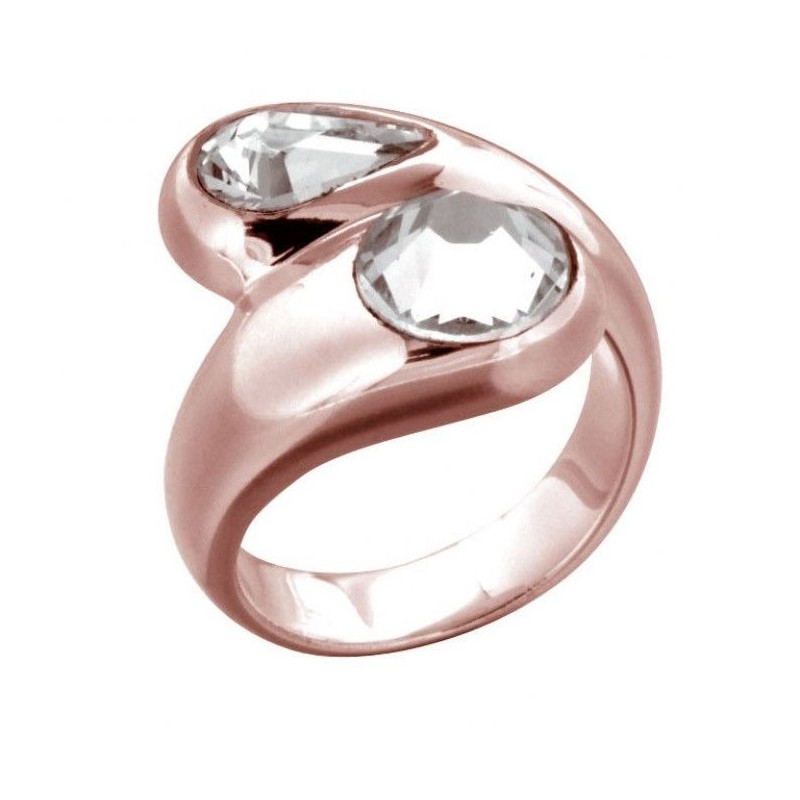 Bague Swarovski pour femme, plaqué or rose, créateur Zoé Bijoux - Adela