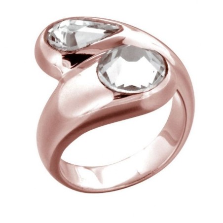 Bague Swarovski pour femme, plaqué or rose, créateur Zoé Bijoux - Adela