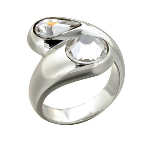 Bague Swarovski pour femme, plaqué argent, créateur Zoé Bijoux - Adela