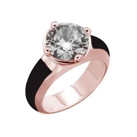 Bague femme, plaqué or rose, Solitaire en cristal de Swarovski, Création Zoé Bijoux - Vinka