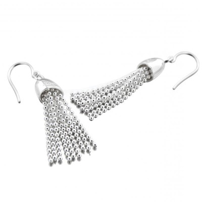 boucles d'oreilles argentées pendantes femme, créatrice Zoé Bijoux - Pampille