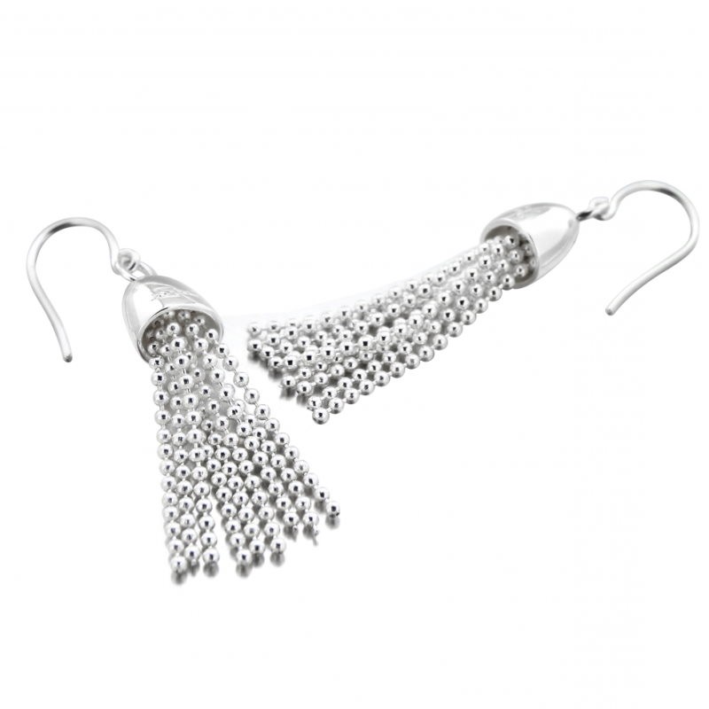 boucles d'oreilles argentées pendantes femme, créatrice Zoé Bijoux - Pampille