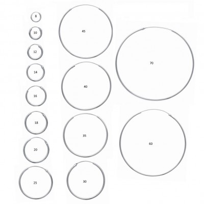 Créoles argent femme, fil fin 1,5mm - 15 diamètres au choix - Twist