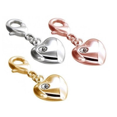 Charm coeur pour bracelet, argent, or ou rose, création Zoé Bijoux