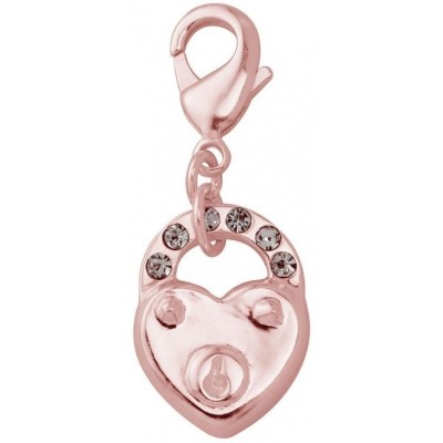 Charm or rose breloque pour bracelet, cadenas avec Swarovski - Zoé Bijoux
