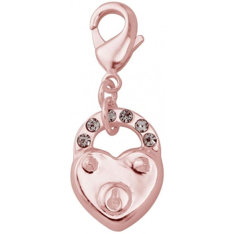 Charm or rose breloque pour bracelet, cadenas avec Swarovski - Zoé Bijoux