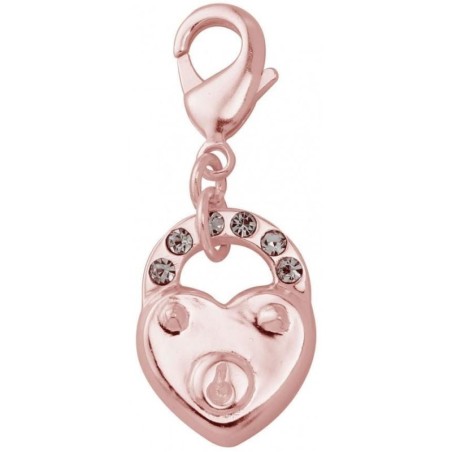 Charm or rose breloque pour bracelet, cadenas avec Swarovski - Zoé Bijoux