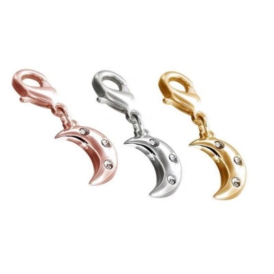 Charm pendant Lune avec cristal de Swarovski, créateur Zoé Bijoux