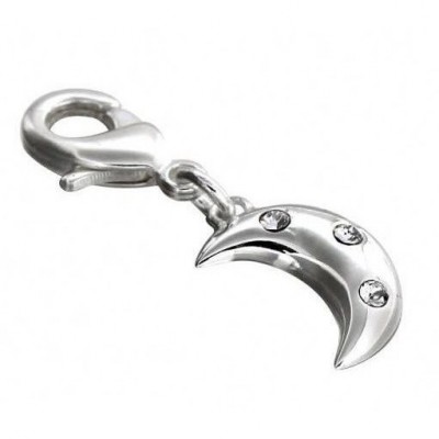 Charm pendant Lune argent avec cristal de Swarovski, créateur Zoé Bijoux