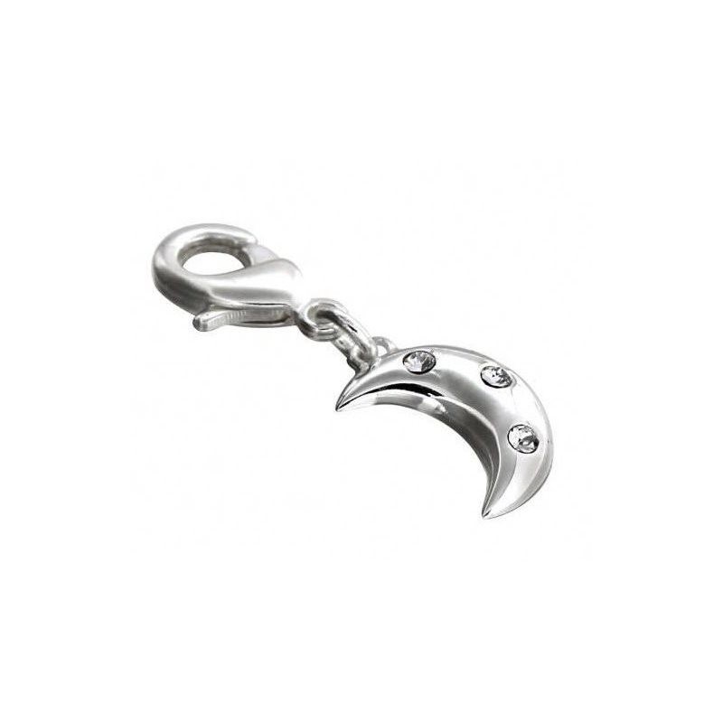 Charm pendant Lune argent avec cristal de Swarovski, créateur Zoé Bijoux