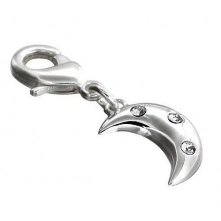 Charm pendant Lune argent avec cristal de Swarovski, créateur Zoé Bijoux