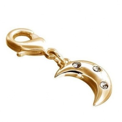 Charm pendant Lune dorée avec cristal de Swarovski, créateur Zoé Bijoux