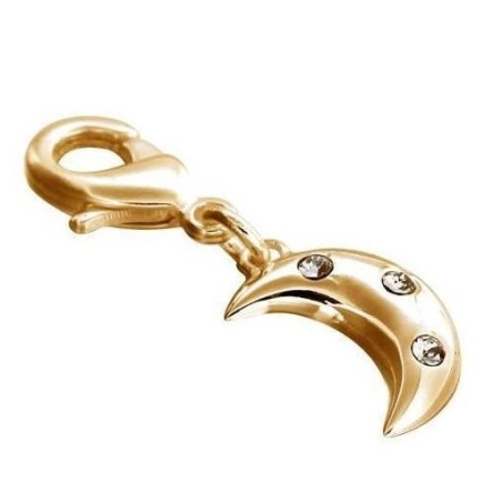 Charm pendant Lune dorée avec cristal de Swarovski, créateur Zoé Bijoux