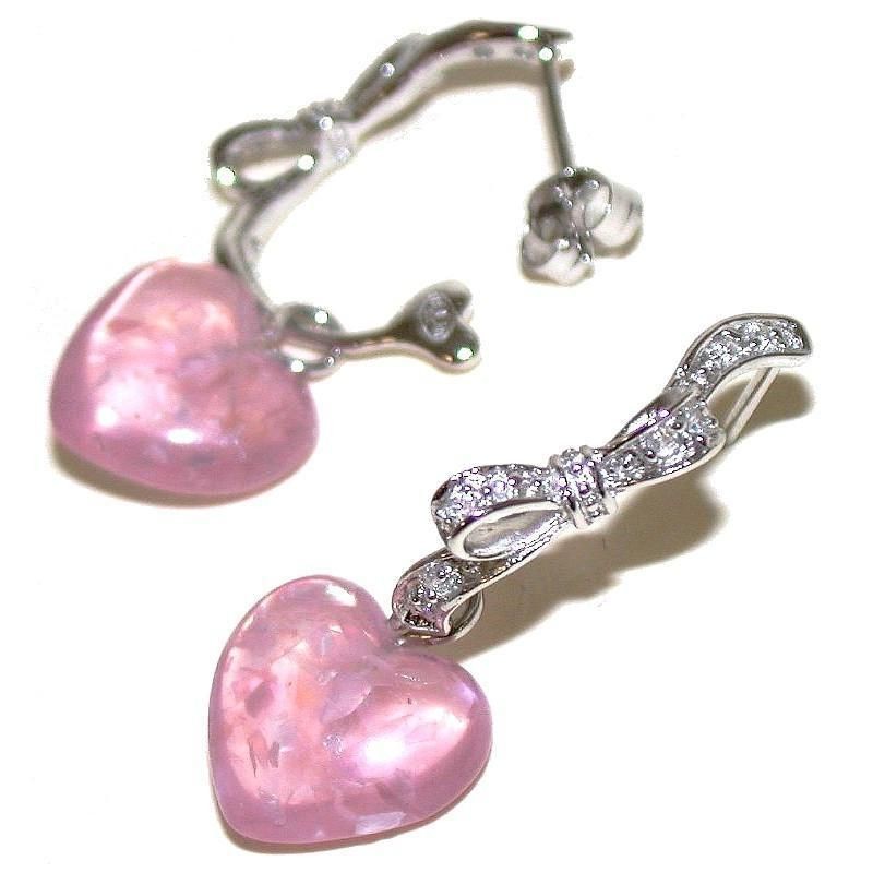 boucle d'oreille en argent 925 et résine rose, Lia boucle d'oreille en argent 925 et résine rose, Lia