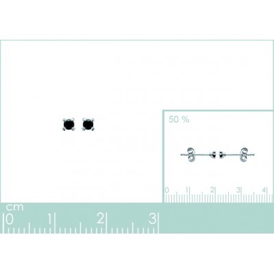 Clous d'oreilles argent 925 + Zirconium noir, taille 2mm